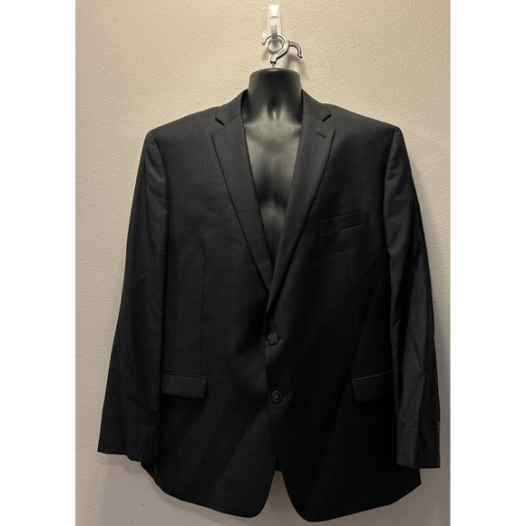 Calvin Klein Suit Jacket Mens 50 L Black 100% Wool‎ Blazer Sport Coat Workwear - Picture 1 of 4
